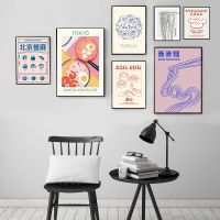 Modern Kitchen Decor Tokyo Food Posters Chinese Steamed Buns Ramen Noodles Canvas Painting Retro Wall Art Prints Pictures