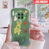 เคส JIUMOO สำหรับ Huawei Mate 30 Pro Mate 40 Pro P30 Pro เคส P40กบรูปหมีแมวการ์ตูนลายเนื้อครีมดีไซน์ใหม่ขอบคลื่นนุ่มเคสมือถือกันกระแทกแบบใสโปร่งใสลายกล้องถ่ายรูปเรียบง่ายฝาครอบป้องกันอ่อนโยน