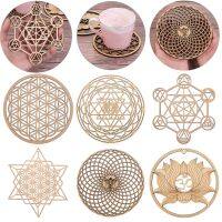 【CW】✹™☢  Log Color Chakra Pattern Round Carved Coaster of life Stone Hot