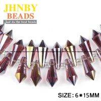 Uiy-8 JHNBY จี้รูปกรวยยาวหยดน้ำคริสตัลออสเตรีย6*15มม. 50ชิ้นสายคล้องแว่นตาลูกปัดแก้วสำหรับทำเครื่องประดับกำไลเครื่องประดับ DIY