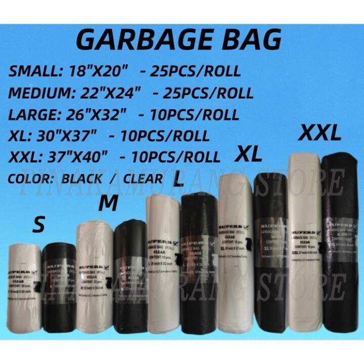 Garbage Bag / Trash Bag Small / Medium / Large / XL / XXL PER ROLL ...