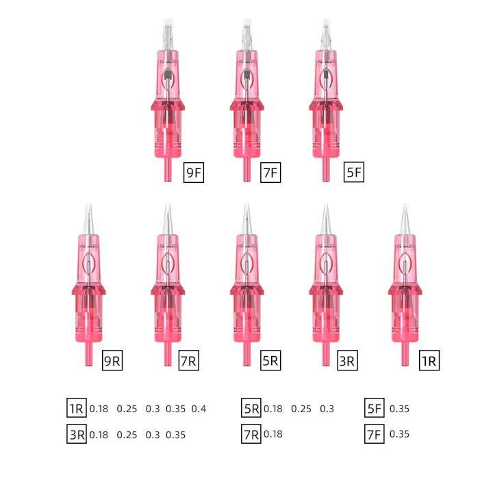 อุปกรณ์สักคิ้ว-เข็มสัก-แบบใช้แล้วทิ้ง-สีชมพูใส-10-ชิ้น