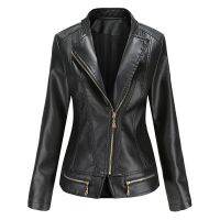 [COD] Women 39;s Pu Leather Jacket Thin Motorcycle Fashion Street Punk Clothing