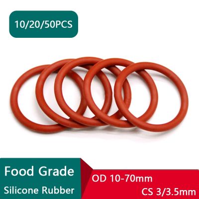 Ketebalan 3/3 5Mm Makanan Kelas Merah Silikon O-ring OD 10-70Mm Cincin Pencuci Gasket Tahan Air dan Tahan Panas