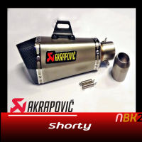 ท่อakrapovic shorty สีเทา ปากเคฟล่าดำ ปลายท่อ ท่อaka อุปกรณ์ครบชุด รับประกันคุณภาพสินค้า 1 ปี เสียง แน่น ทุ้ม หล่อ  ท่ออาคาโพวิค ช็อตตี้ ใส่กับมอ