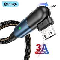 [KOLT Digital] Elough หมุน180 ° Type C เคเบิ้ลสำหรับ Xiaomi Mi 11 R Edmi หมายเหตุ9 Pro 3A อย่างรวดเร็วชาร์จสาย USB สำหรับ Samsung S20 S10 LED สายข้อมูล