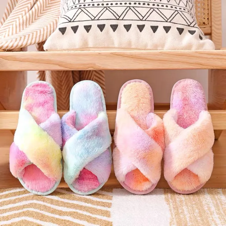 Rainbow Slippers 7 Colorful Gradient Fashion Cross Slippers for womens ...