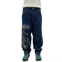 【YD】 Print Baggy Jeans for Men Clothing Street Hip Hop Pants Loose Wide Leg Mens