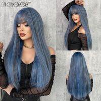 【CW】 NAMM Fashion Synthetic Wigs with Bangs Color Straight Fake Hair Resistant