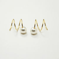 Domino Handmade Spiral Pearl Earrings Helix Earring Screw Hoop Earrings Minimalist Delicate Gift