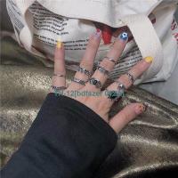 bdfszer 012A Y2k Spice Girls Harajuku Style Rings 10 Set Combination Retro Hip Hop Disco Ins Korean Metal Ring Trend