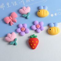 10Pcs New Cute Flower Bee Strawberry Flatback Resin Cabochon for Hair Bow Center DIY Scrapbooking Phone Decoration Accessories