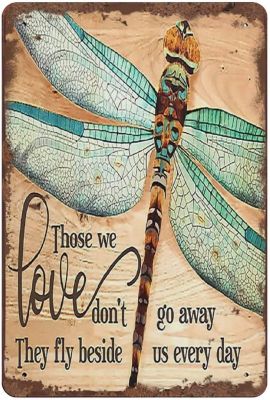 Dreacoss Dragonfly Those We Love Dont Go Away Hippie Vintage Tin Sign Motivational Quote Metal Tin Sign Dragonfly Lovers Gift