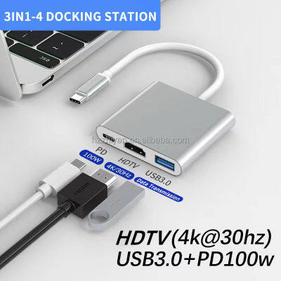 3 In 1 USB-C Hub อลูมิเนียมที่อยู่อาศัย Pd Type-C Hdmi Usb 3.0อะแดปเตอร์สำหรับ สำหรับ Matebook