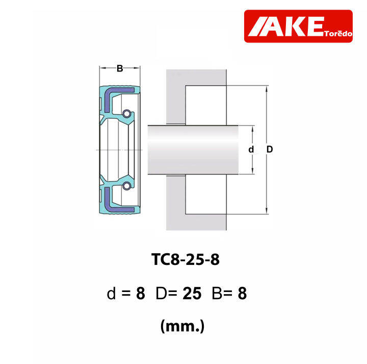 tc8-25-8-oil-seal-tc-ออยซีล-ซีลยาง-ซีลกันน้ำมัน-ขนาดรูใน-8-มิลลิเมตร-tc-8-25-8-โดยake