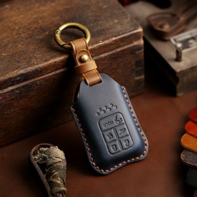 Leather Car Key Case Cover Fob Protector Accessories for Honda Crv 2021 Civic Odyssey Accord Keychain Holder Keyring Shell Bag