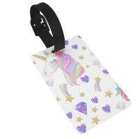 Gold   Pink Floral Unicorn Luggage Tag for Suitcase Identifiers Name Id Labels Card for Women Men Kid Travel 【AUG】