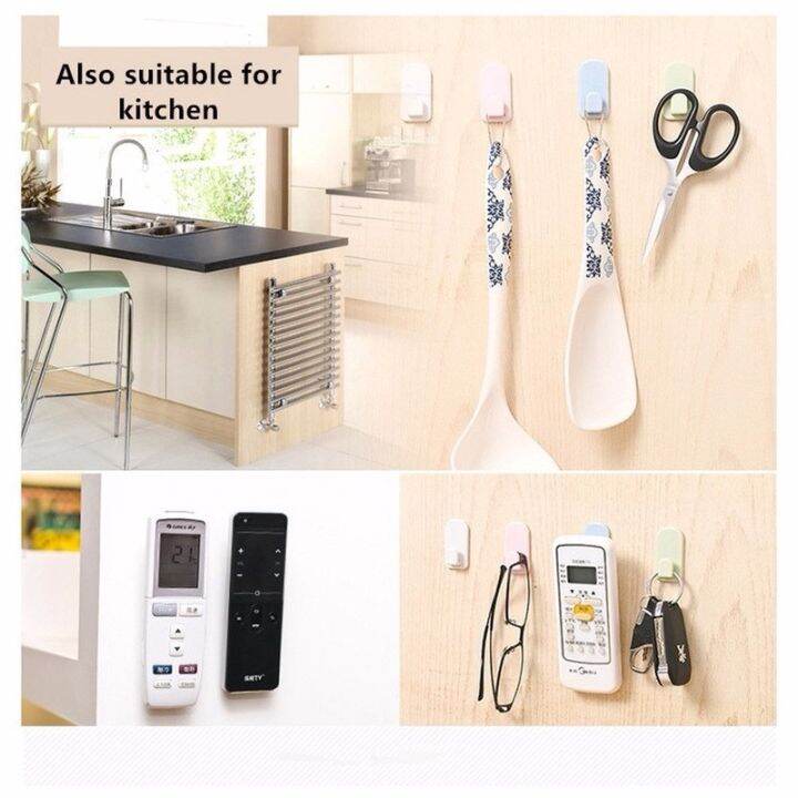 ready-stock-4pcs-set-plastic-hooks-sticky-hook-remote-control-key-practical-wall-storage-holder-organizer-plastic-hooks