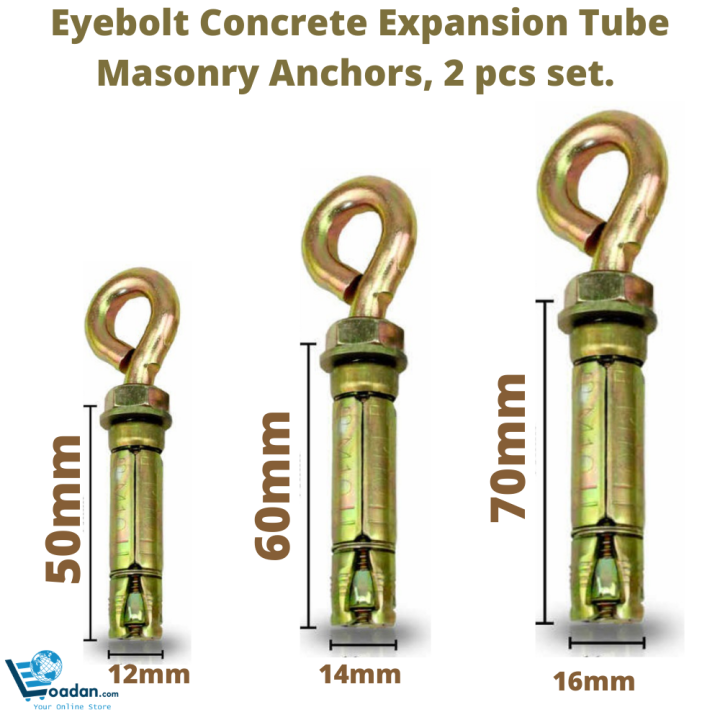 Eye bolt Concrete Expansion Tube Masonry Anchors, 2 pcs set. 6, 8