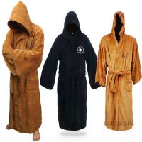 HOT★ผู้ชายฤดูหนาวหนา Flannel Robe ชายที่มี Hooded Star Dressing Gown Jedi Empire เสื้อคลุมอาบน้ำชาย Mens Bath Robes homewares