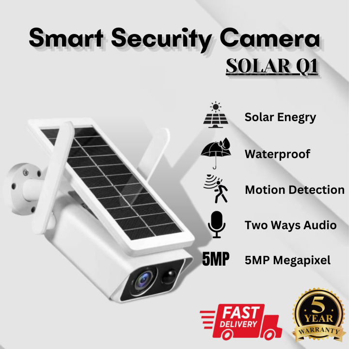 กล้องรักษาความปลอดภัยภายในบ้าน-home-security-camera-5mp-cctv-solar-q1-กล้องวงจรปิดไร้สาย-waterproof-wifi-wireless-outdoor-ip-camera-cctv-i-cam-app