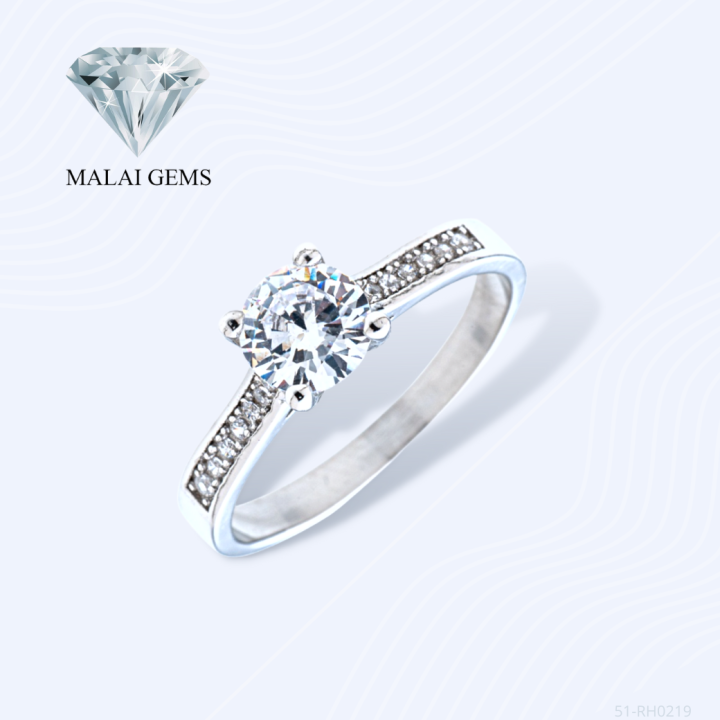 malai-gems-แหวนเพชร-แหวนเพชรชู-เงินแท้-925-เคลือบทองคำขาว-ประดับเพชรสวิส-cz-รุ่น-151-rh0219-แถมกล่อง-แหวนเงินแท้-แหวนเงิน