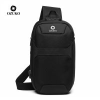 Hot sell OZUKO Men Crossbody Bags USB Charging Anti-theft Male Waterproof Chest Pack Short Trip Messenger Sling Bag Shoulder Chest Bag