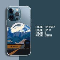 【16- digits】 Aesthetic Art Hand Painted Mountain Scenery เคสโทรศัพท์แม่เหล็กแม่เหล็ก Magsafe โปร่งใสสำหรับ iPhone 13 12 11 Pro Max Mini