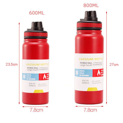 600800ML Portable Double Stainless Steel Vacuum Flasks Coffee Tea Thermos Mugs Sports Travel Bottle Large Capacity Thermal CupsTH