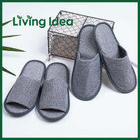 Living idea รองเท้าแตะ รองเท้าใส่เดินในบ้าน ผ้าลินิน พร้อมจัดส่ง