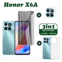 3in1 Honor X6A แก้วฟิล์มกระจก iPhone X พร้อม Privacy กันคนแอบมองฟิล์มเซรามิกสำหรับ X8A และฟิล์มด้านหลังฟิล์มปกป้องหน้าจอ X7A ที่มีเกียรติ + ฟิล์มเลนส์ + ฟิล์มด้านหลัง