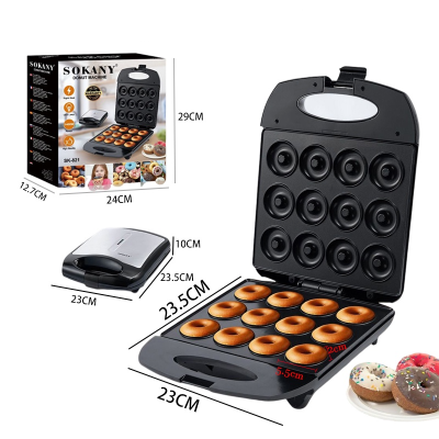 เครื่องทำโดนัทจิ๋ว 12 ชิ้น Donut Maker เตาโดนัท เตาโดนัทจิ๋ว เครื่องอบโดนัท เครื่องทำโดนัท รุ่น SK-821 เครื่องทำโดนัทมินิ เครื่องทำโดนัทไฟฟ้า 1200W เครื่องทำขนม แม่พิมพ์เคลือบ Non-stick ขนมไม่ติดเตา ใช้งานง่าย เครื่องทำโดนัท 12 หลุม Donut Machine