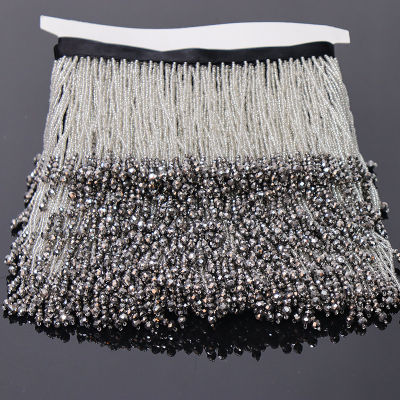 1 yard heavy bead fringe tassel trim for dance costume, haute couture dress trimming beading fringe gold silver blue