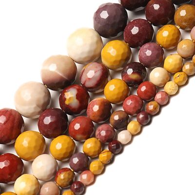 【CW】 Wholesale Faceted Colorful Mookaite Stone Round Loose Beads 4 6 8 10 12 mm for Jewelry Making necklace Accessories