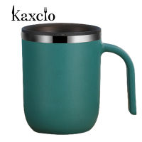 Kaxcio แก้วกาแฟสแตนเลสพกพา,แก้วดื่มน้ำสองชั้นพร้อมฝาสำหรับบ้านสำนักงาน