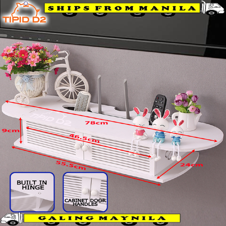 Under TV Builtin Wall Mount Floating Shelf WiFi Router TV Box