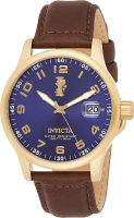 Invicta Mens I-Force 44mm Stainless Steel and 18k Gold Ion-Plated and Brown/Black Leather Watch (Model: 12823, 15255) Blue