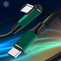 JUNRU3703 PD ข้อศอกคู่ USB PD Cable Type C 100W สายดาต้าค่าโทรศัพท์เคลื่อนที่ชาร์จแบบเร็ว