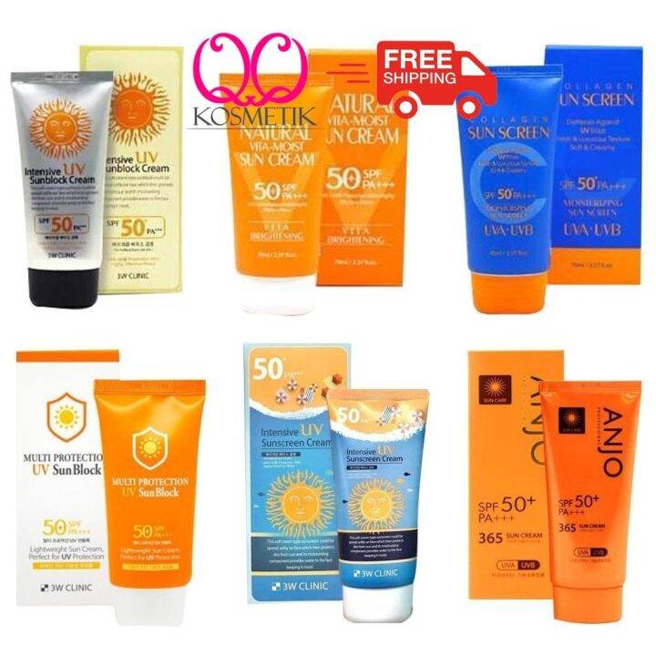 (100 ORI) 3W Clinic UV Sun Cream Sunblock Sunscreen Collagen Viral