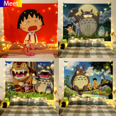 อะนิเมะTotoro Tapestry Insการตกแต่งผนังแขวนน่ารักพื้นหลังรูปเด็กสาวผ้าผนังArtพิมพ์ผ้าห้องนั่งเล่นในบ้านตกแต่งห้องนอน