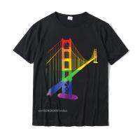 Lgbt T-Shirt Pride Rainbow Golden Gate Bridge Zany Brainy Cotton Tees For Male Unique Top T-Shirts Normal Dominant