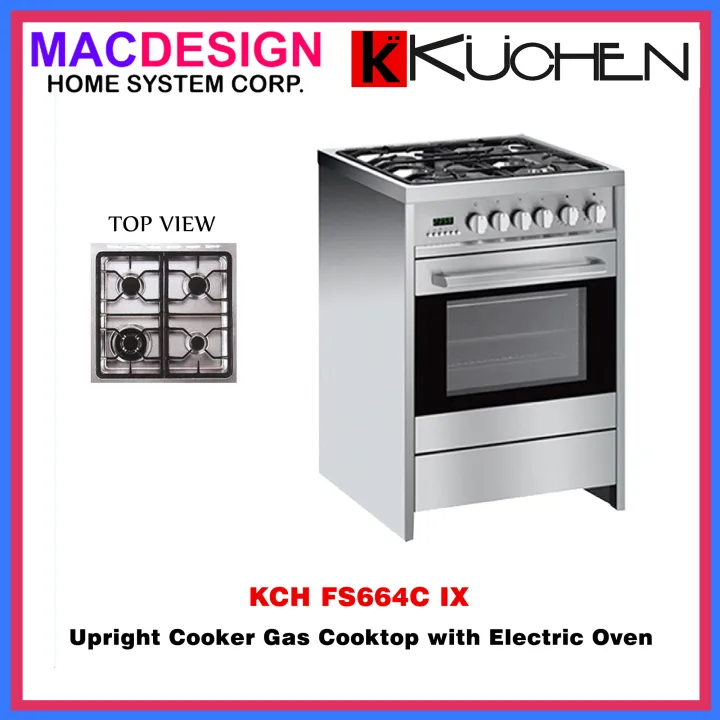 KUCHEN FS664C IX UPRIGHT COOKER GAS COOKTOP WITH ELECTRIC OVEN