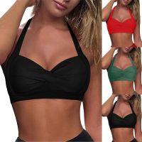 ﹍☎✔ Lace Up Bikinis Top 2023 New Solid Swimsuit Women Top Bikini Push Up Swimwear Beachwear Brazilian Bathing Female Swim Summer L6