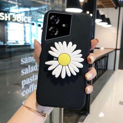 Case For Tecno Pova NEO 3 Thin Back Matte With Magnetic Attraction Chrysanthemum Ring Cover