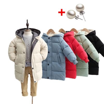 Childrens Down Coat Winter Teenage Baby Boys Girls Cotton-padded Parka &amp; Coats Thicken Warm Long Jackets Toddler Kids Outerwear
