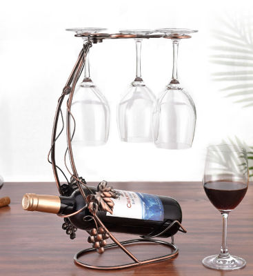 Retro Creative Metal Wine And Wine Glass Holder Storage Rack Hang Drinking Glasses Goblet Holder For Bar Home Kitchen Decoration