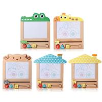 Wood Magnetic Drawing Board Wooden Erasable Doodle Board Toys Color Sketch Pad Hand-Painted Graffiti Board Early Educational Toy for Kids Writing &amp; Painting functional