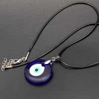 Turkish Blue Evil Eye Pendants Necklaces for Women Alloy Leather Chain Necklace Women Girls Jewelry Good Luck