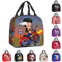 ☞♝✵ Cartoon Boop Bettys Rides Motorcycle Insulated Lunch Bag for Women Portable Cooler Thermal Bento Box Kids School Food Lunch Box