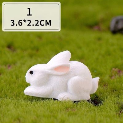 กระต่ายอีสเตอร์น่ารัก1ชิ้น12สไตล์กระต่ายงานฝีมือหุ่นเรซิ่นเครื่องประดับกระต่ายขนาดเล็กอุปกรณ์สวนสวย